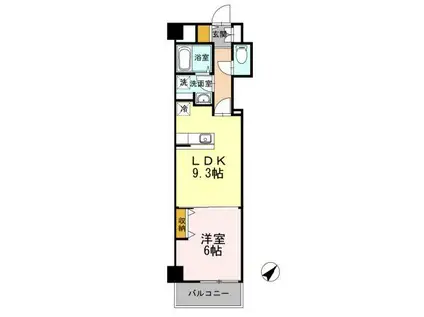 HILL FLAT OSAKI ヒルフラット大崎(1LDK/3階)の間取り写真