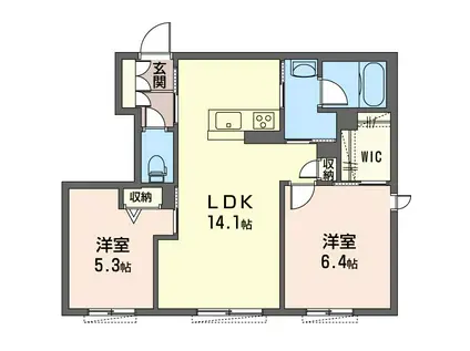 SHM 三行館(2LDK/1階)の間取り写真