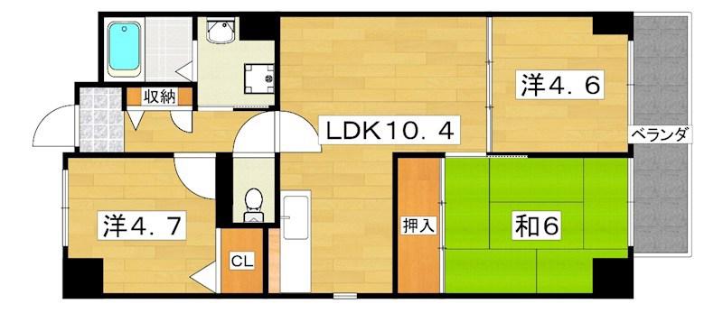 香里プラザVI(3DK/7階)の間取り写真