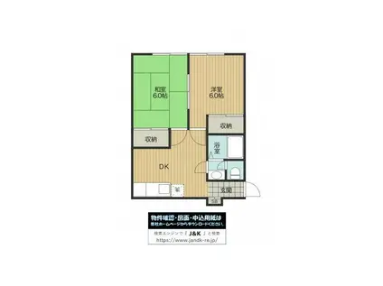 穂谷野コーポ(2DK/2階)の間取り写真