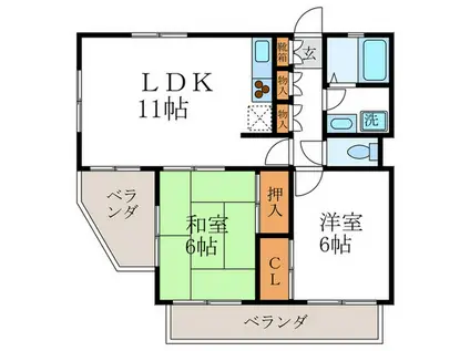 パレス今井(2LDK/2階)の間取り写真