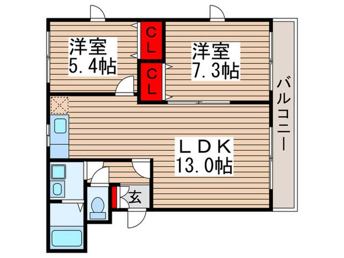 グランド・カオルI(2LDK/1階)の間取り写真