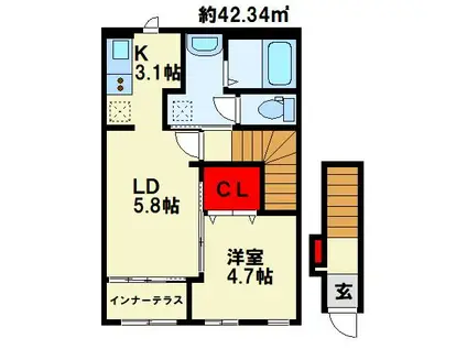レガシーコートII(1LDK/2階)の間取り写真