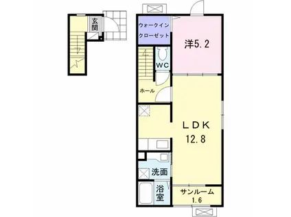 カーサ・エスペランサII(1LDK/2階)の間取り写真
