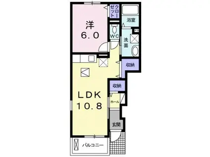 フォルテ・辻之(1LDK/1階)の間取り写真