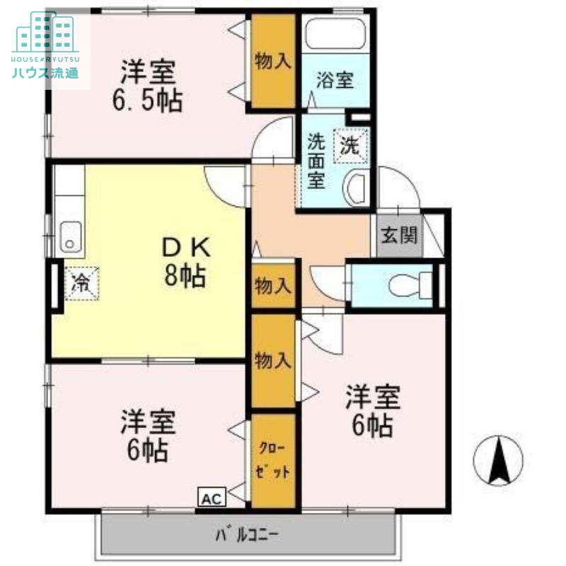 ウィルモア宮小路C(3DK/2階)の間取り写真