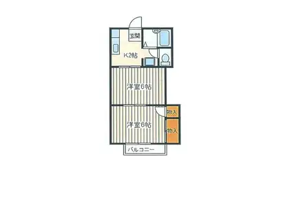 カーサベル(2K/2階)の間取り写真