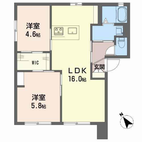 ドリーム・ハイツ A棟(2LDK/1階)の間取り写真