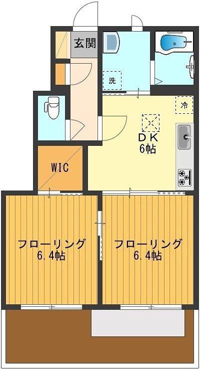 サニーコートA(2DK/1階)の間取り写真