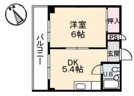 金子ビル(1DK/3階)の間取り写真