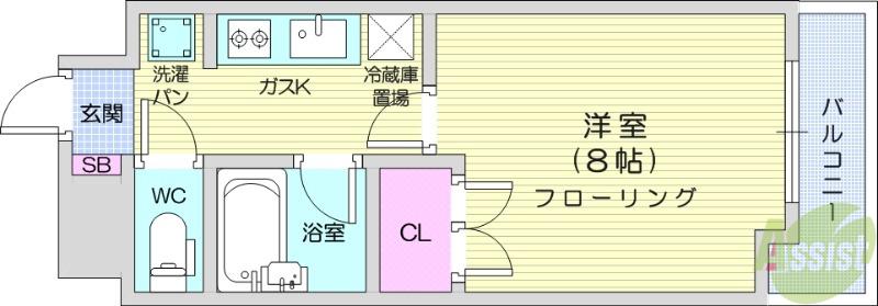 コージーコートこもれび館(1K/1階)の間取り写真