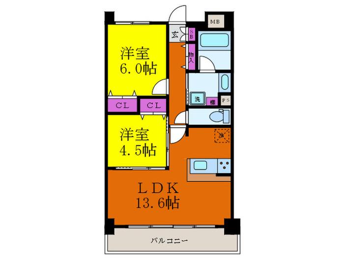 メゾンさわやか(2LDK/1階)の間取り写真