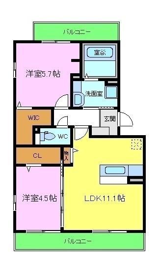 パルクソレイユⅡ(2LDK/3階)の間取り写真
