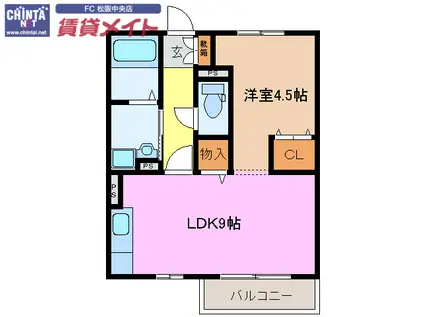 GLORY A棟(1LDK/2階)の間取り写真