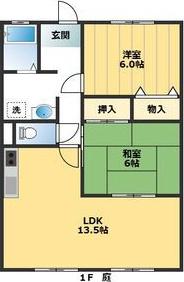ガーデンロイヤル B(2LDK/1階)の間取り写真