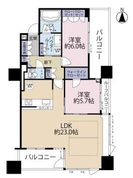 プレサンスレジェンド堺筋本町タワー(2LDK/12階)の間取り写真