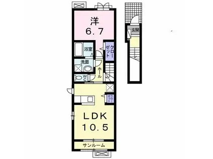 パーシモンズ・ハーモニー(1LDK/2階)の間取り写真