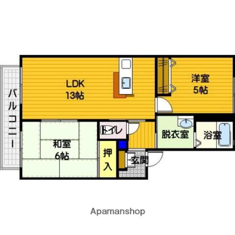 ディアス城南(2LDK/2階)の間取り写真