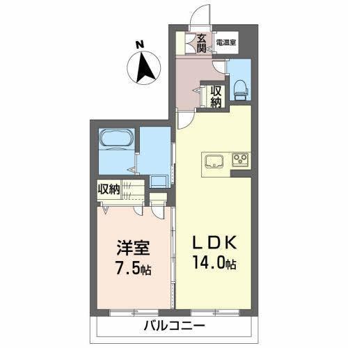 トゥーツリーズ城下町(1LDK/2階)の間取り写真
