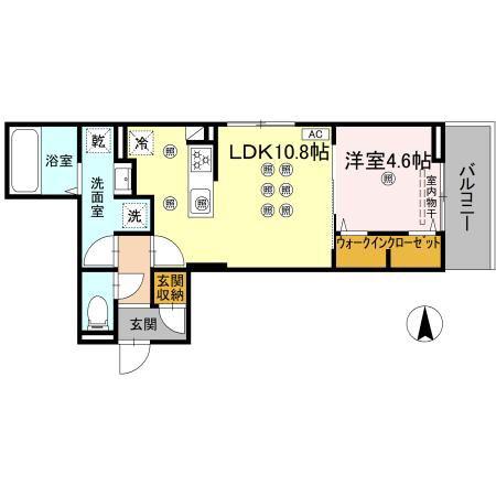 ベルナシェンテ南松山(1LDK/3階)の間取り写真