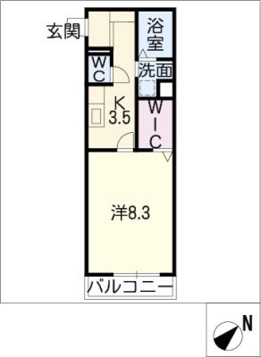 ガノスA・B・C(1K/1階)の間取り写真