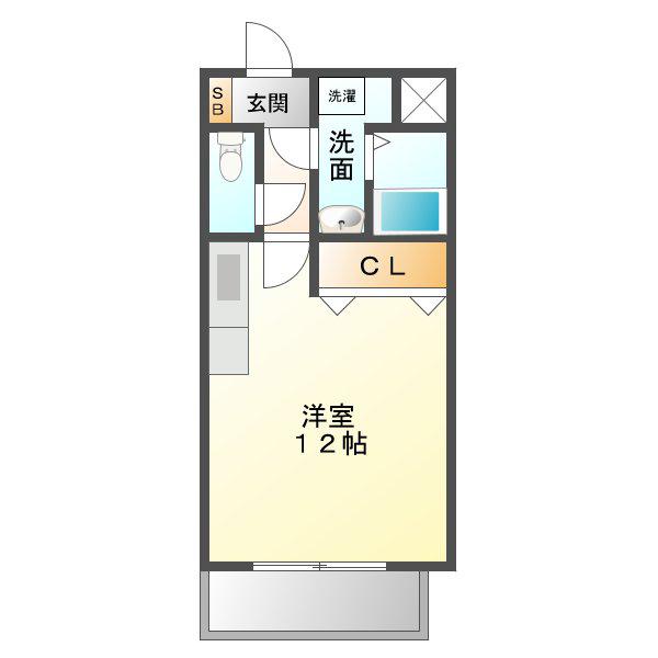 フラワーヒルズ(ワンルーム/1階)の間取り写真