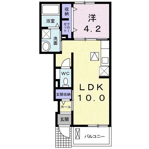 ロード早水 I(1LDK/1階)の間取り写真