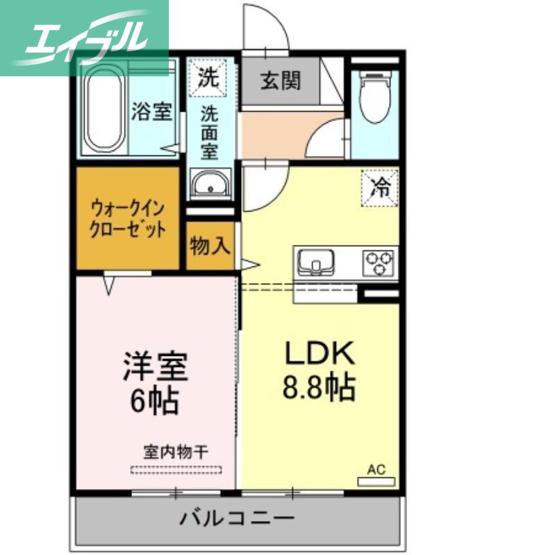 イヴェール(1LDK/3階)の間取り写真