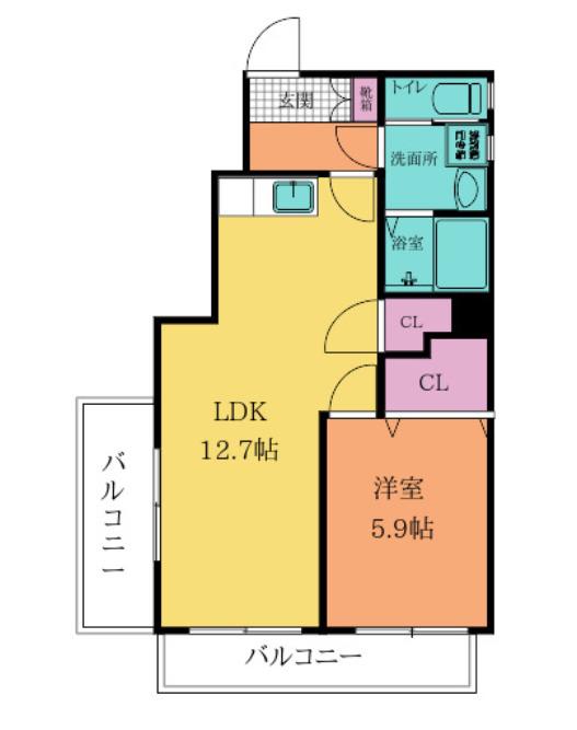 フェルト1024(1LDK/5階)の間取り写真
