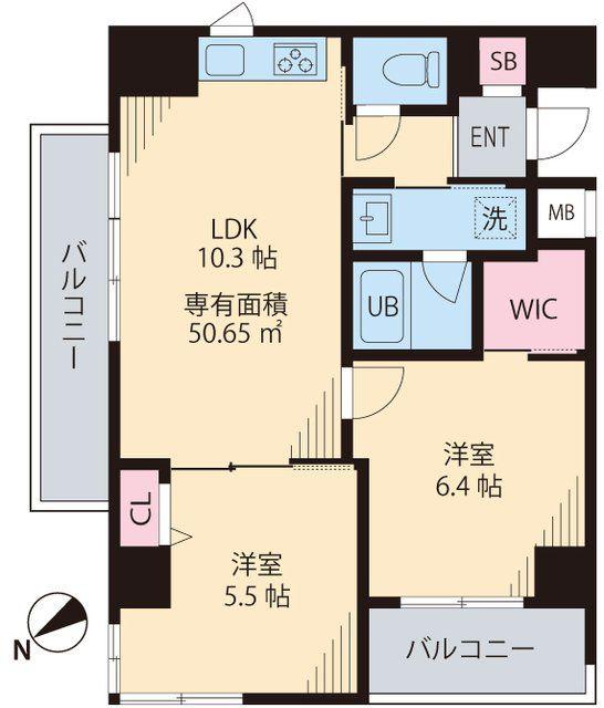 TRESVIA(2LDK/2階)の間取り写真