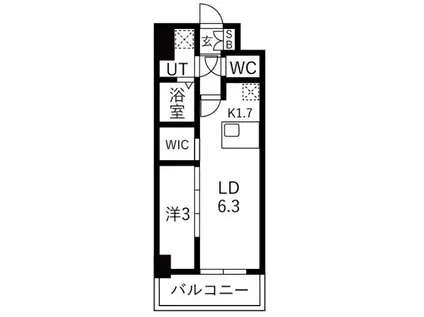 メイクスアート浄心(1LDK/2階)の間取り写真