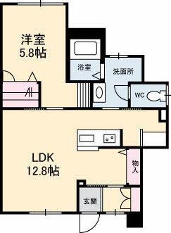 フレグランス島田B(1LDK/1階)の間取り写真