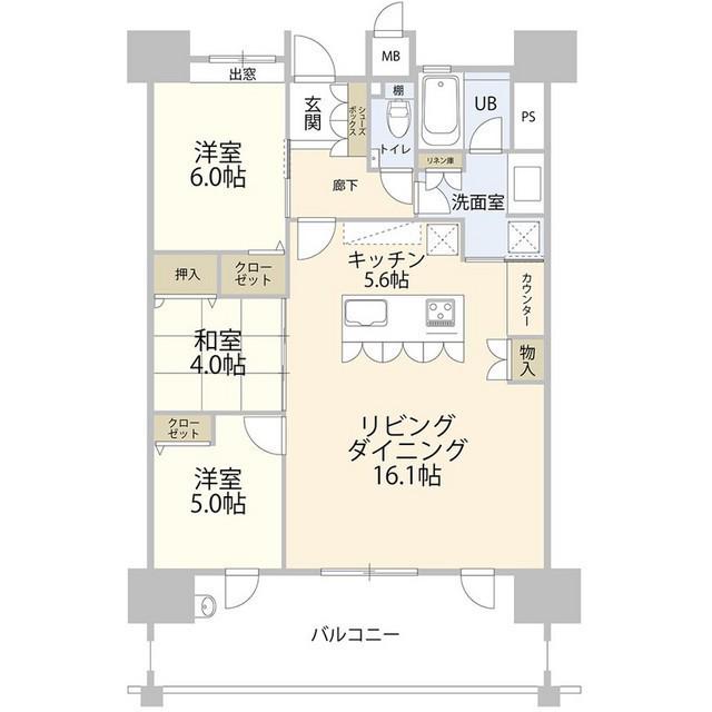 アーバンパレス香椎照葉(3LDK/16階)の間取り写真