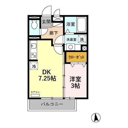 エピナール E(1DK/3階)の間取り写真