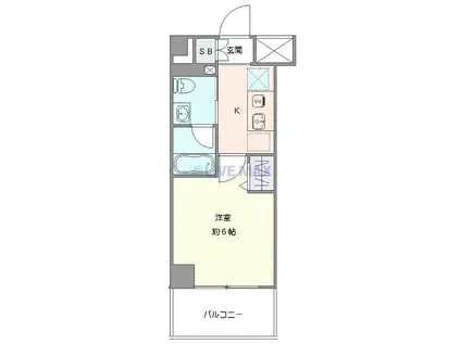 LOG横浜伊勢町(1K/6階)の間取り写真