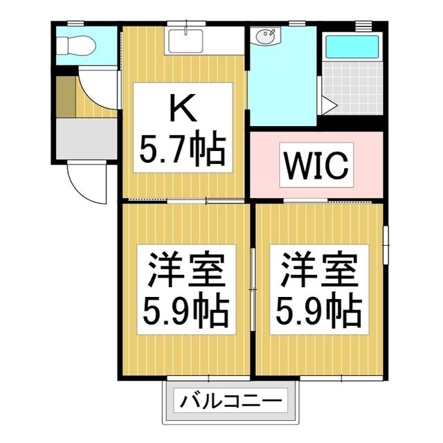 メゾンセレーノB(2K/1階)の間取り写真