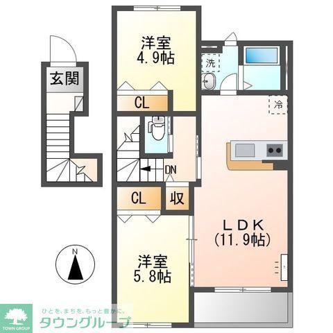 エクセレンス・ハイツ(2LDK/2階)の間取り写真