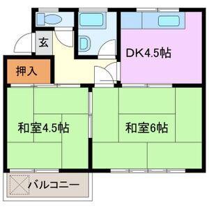 ソシアY(2DK/2階)の間取り写真