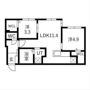 ラグランジュ円山(2LDK/3階)の間取り写真