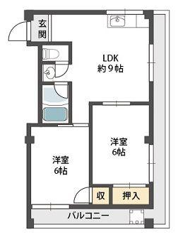 谷口ハイツ(2LDK/4階)の間取り写真
