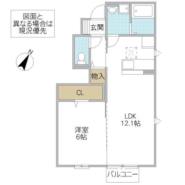 グランドソレーユ(1LDK/1階)の間取り写真