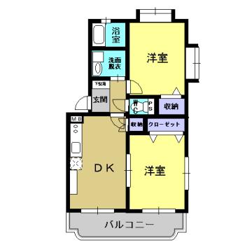 コーポラス桜(2DK/1階)の間取り写真
