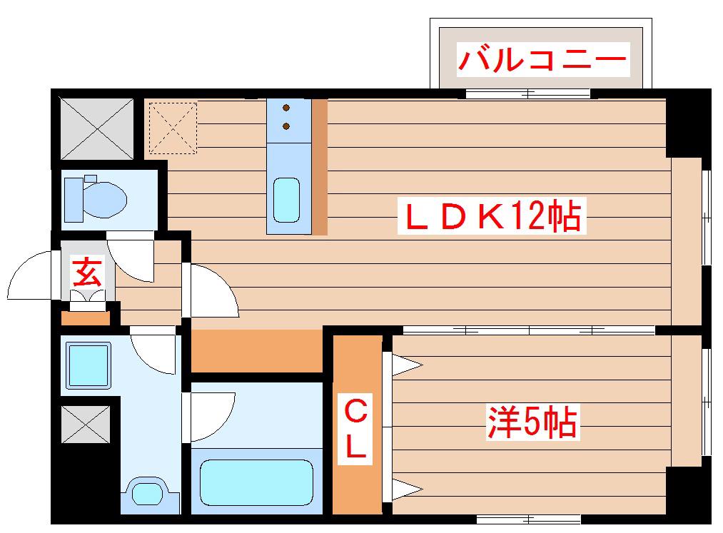 カルロ定禅寺通(1LDK/3階)の間取り写真