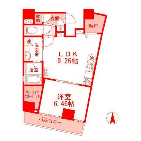 コリドール山手(1LDK/5階)の間取り写真
