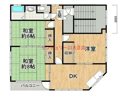 ブランドール大正1(3DK/4階)の間取り写真