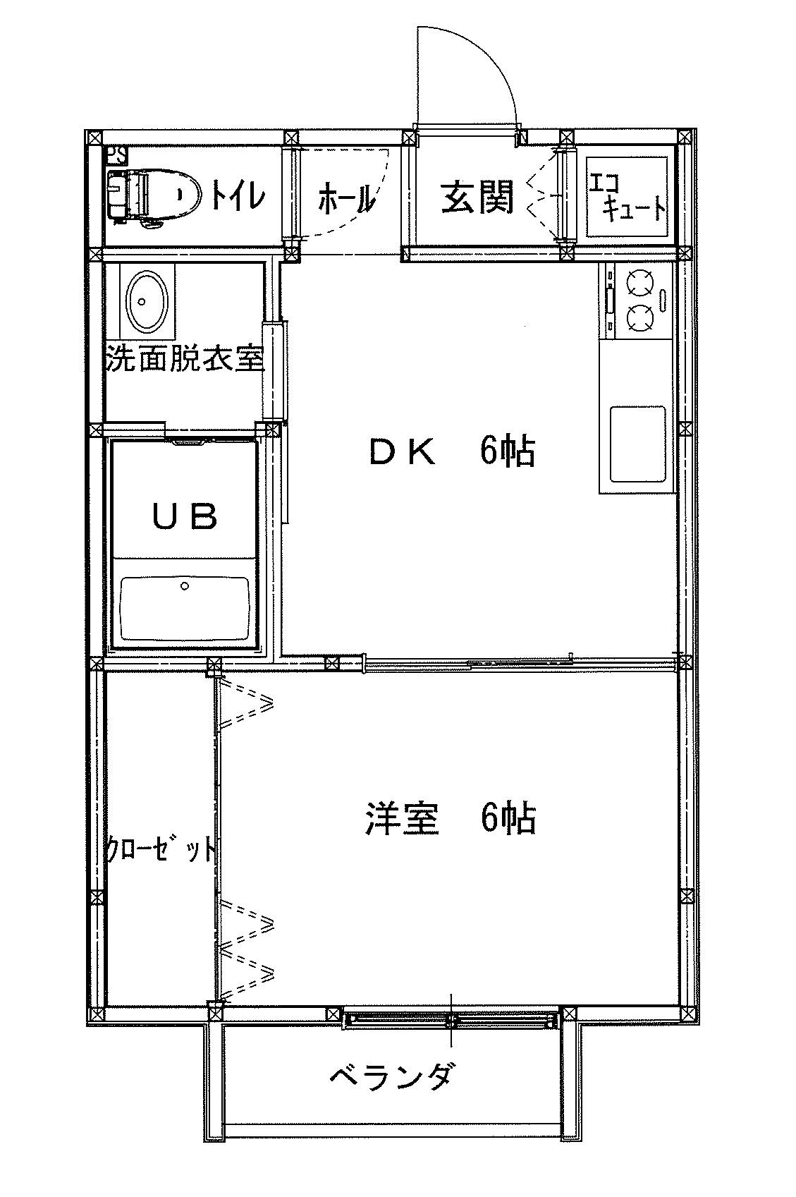 メゾンシェル(1DK/1階)の間取り写真