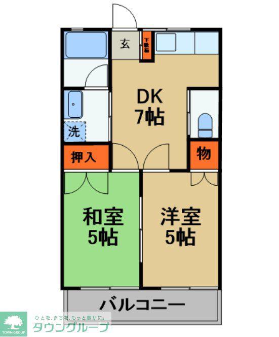 フジコーポII(2DK/1階)の間取り写真