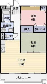 グランドソレイユ城前(2LDK/3階)の間取り写真