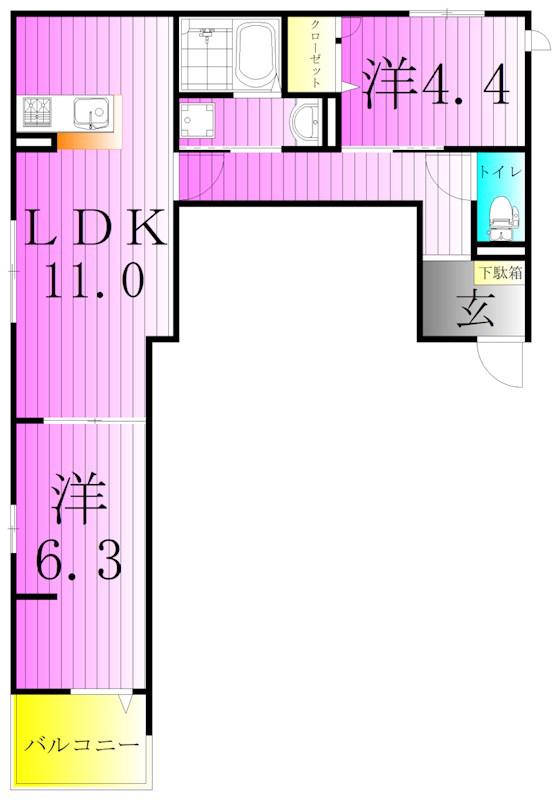 グラナーデ西新井栄町(2LDK/2階)の間取り写真