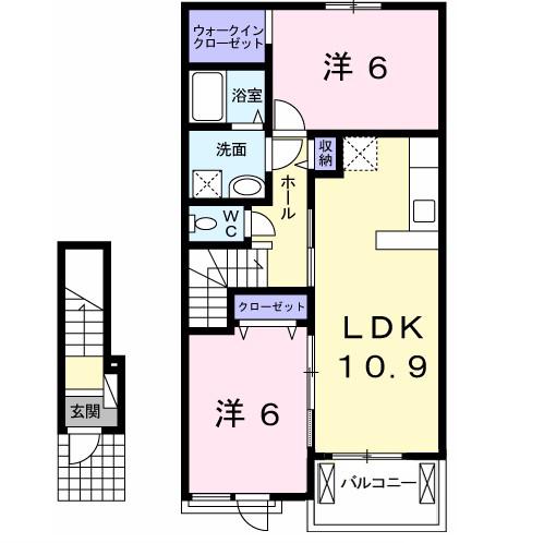 ベル オーブI(2LDK/2階)の間取り写真